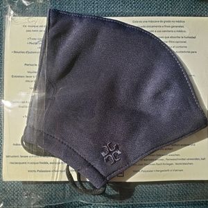 Tory Burch Designer Face Mask Navy Blue Branded Logo Simple